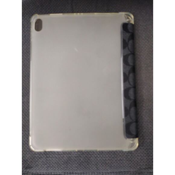 Tri-Fold Tablet Folio Case with Clear Back Stand, Stylus Slot, Black Gray - Picture 4 of 5